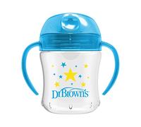 Dr Brown's Natural Flow Soft-Spout Transition Cup with Handles, 6 oz/180 ml (6m+) Blue