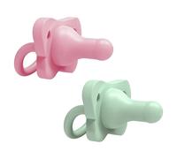 Dr. Brown's HappyPaci 100 Percentage Silicone Baby Soother, Contoured One-Piece Design, 0-6 m, BPA-Free, 2-pack, Pink and Green