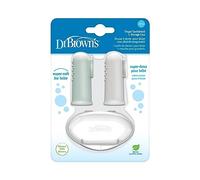 Dr. Brown's Silicone Finger Toothbrush for Baby with Travel-Storage Case, 3m+, Gray and Light Green, 2 Count, (Pack of 1)