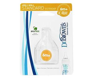Dr. Brown's Silicone Vented Nipple, Medium Flow (6m+), 2-Pack