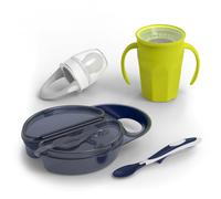 Dr. Brown's Toddler Feeding Starter Set Travel Feeding Bundle with Cheers360 Spoutless Training Cup with Handles 6m+ 3 Pack