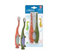 Dr. Brown's Toddler Toothbrush, Dinosaur, Green and Orange, 2-Pack