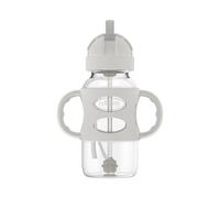 Dr. Brown's Wide-Neck Sippy Straw Bottle with Handles, Grey
