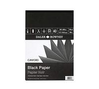 Daler-Rowney Canford Lightly Textured 150gsm A4 Coloured Paper Pad, Glued 1 Side, 30 Jet Black Sheets, Ideal for Professional Artists & Students
