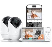Dr.Care VistaView Smart WiFi Baby Monitor with 2 Cameras- 5” 1080P Split Screen & 2K Camera App Control, Cry & Motion Alerts, Night Vision, 5000mAh Battery, 2-Way Talk, Triple Security, 1279ft Range