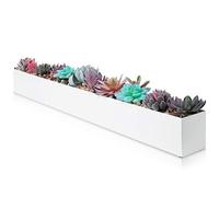 DR&Co Modern Rectangle Planter Box - 32" Metal Planter Ideal for Long Succulent, Rectangular Box for Table or Window Sill, Trough for Indoor Window, White