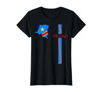 DR Congo Flag Map, Congo Pride Travel Graphic Value Graphic T-Shirt, Women, Black, L