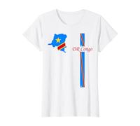 DR Congo Flag Map, Congo Pride Travel Graphic Value Graphic T-Shirt, Women, White, L
