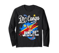 DR Congo Independence Day June 30 Congolese Flag and Emblem Long Sleeve T-Shirt
