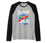 DR Congo Independence Day June 30 Congolese Flag and Emblem Raglan Baseball Tee