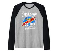 DR Congo Independence Day June 30 Congolese Flag and Emblem Raglan Baseball Tee