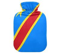 Dr Congo National Flag Design Hot-Water Bottle with Soft Cover, 1L Water Bottle Bag for Hand Feet Warmer