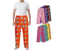 Dr Custom Personalised Face Pajama Pants for Dad, Funny Photo Pyjama Bottoms with Kids & Pet Faces, Father's Day for Daddy Grandpa Husband