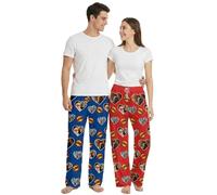 Dr Custom Personalised Pyjama Bottoms 3 Photo Heart Trousers with LOVE Comic Text - Custom Face Nightwear with Pockets Funny Matching Gift