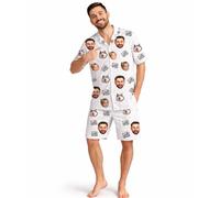 Dr Custom Personalised Pyjama Set for Men Custom Face Photo Short Sleeve PJ Shorts Suit for Dad, 1 Dad Funny Summer Loungewear, Father's Gifts