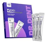 DR.DENT Purple Mouthwash for Teeth Whitening - Color Correcting Mouthwash Sachets (20 Pack) - Peroxide Free, Alcohol Free - Freshens Breath, Supports Gum Health - Vegan, Mint Flavor