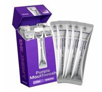 DR.DENT Purple Mouthwash for Teeth Whitening - Color Correcting Mouthwash Sachets - Peroxide Free, Alcohol Free - Freshens Breath, Supports Gum Health - Vegan, Mint Flavor (20 pc)