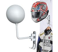 Dr.DJ Motorcycle Helmet Rack, Helmet Holder Wall Mount Helmet Stand Metal with Hooks, Motorcycle Accessories Helmet Hanger for Coats, Caps, Football Baseball and Rugby Helmet Accessories Silver 1P