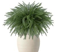 DR.DUDU 12 Pack Christmas Norfolk Pine Stems-18 Real Touch Artificial Christmas Greenery for DIY Wreaths, Garland & Holiday Decor, Xmas Tree Filler Branches for Vases, Mantel Tabletop Decorations