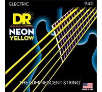 Dr E Neon NYE-9 HiDef Lite Guitar String, Yellow | UV and black light effect, K3 coating, long durability, clear sound, hex core, silver plated steel