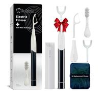 Dr. Emma Electric Flosser, Power Flosser for Adults Kids, Gum Stimulator, Teeth Cleaner, Reusable Flossing Tool with Toothbrush, Water Flosser Alternative, Midnight