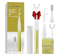 Dr. Emma Electric Vibration Flosser, Power Flosser for Adults, Gum Stimulator, Teeth Cleaner, Reusable Flossing Tool with Toothbrush, Water Flosser Alternative, Yellow