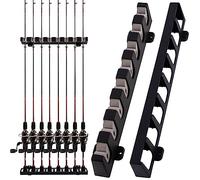 Dr.Fish 1 Pair Wall Mounted Fishing Rod Holder Horizontal Rod Pole Holder for 8 Slots Storage Complete with Accessories in Box