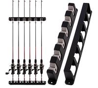 Dr.Fish 1 Pair Wall Mounted Fishing Rod Pole Holder Rod Stand Wall Vertical Holder for Storing 6 Slots Complete with Accessories in Box