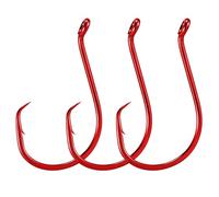 Dr.Fish 100 Pack Octopus Circle Hooks, Saltwater & Freshwater Fishing Hooks, #8-#10/0, Offset, Catfish, Tuna, Striper, Snapper, Bass Fishing Red 1/0