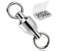 Dr.Fish 20 Pack Ball Bearing Swivels Fishing Tackles, Copper Stainless Steel Solid Rings Super High Strength Saltwater Fishing Swivels Crane Rolling Barrel Swivels Tuna Striper Halibut