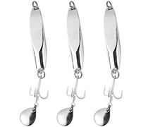 Dr.Fish 21g Sea Fishing Silver Spoons (Dexter Wedge) Metal Jig Spoon with Noise Blade Treble Hook Long Cast Spinnerbait for Mackerel Trout Salmon Bass
