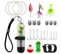 Dr.Fish 25 Pieces Pocket Reel Survival Fishing Kit Line Jig Head Hook Spoon Spinner Bait Hiking Camping Fishing Tool