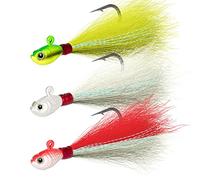 Dr.Fish 3 Pack Bucktail Jig Saltwater Fishing Jig Buck Tail Hair Lure Surf Fishing Bass/Striper/Mackerel/Halibut/Flouder Lure 1/2oz
