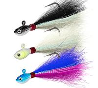 Dr.Fish 3 Pack Bucktail Jig Saltwater Fishing Jig Buck Tail Hair Lure Surf Fishing Bass/Striper/Mackerel/Halibut/Flouder Lure 1oz