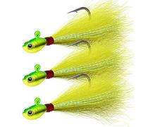 Dr.Fish 3 Pack Bucktail Jig Saltwater Fishing Jig Buck Tail Hair Lure Surf Fishing Bass/Striper/Mackerel/Halibut/Flouder Lure 1/2oz