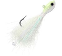 Dr.Fish 3 Pack Bucktail Jigs with Paddle Tail Swimbait Trailer, Saltwater Fishing Hair Jigs Buck Tail Lure White Surf Fishing Mackerel Flounder Bluefish Snapper, Glow in Dark 1oz