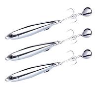 Dr.Fish 3pcs Sea Fishing Lure Vertical Diamond Jigging Spoons for Mackerel Cod Bass Pike Sea Fishing Tackle with Treble Hooks Casting Spinners Metal Jigs