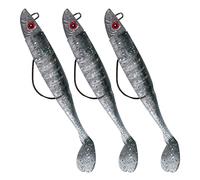 Dr.Fish 3pcs Soft Fishing Lures Jig Head with Paddle Tail Soft Plastic Lures 13CM 26g Accessories for Bass Pike Trout Perch,Color: Black