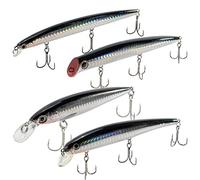 Dr.Fish 4 PCS Sea Fishing Lures Set Plug Minnow Pencil Jerkbait Popper Topwater Lures Set for Bass Perch Trout Mackerel Pike Holographic Laser
