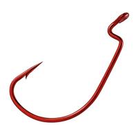 Dr.Fish 50 Pack EWG Hooks Bass Fishing Worm Hooks Extra Wide Gap Freshwater Fishing Carolina/Texas Rig Red #4