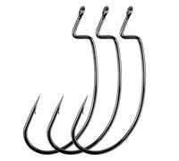 Dr.Fish 50 Pack EWG Hooks, Bass Fishing Worm Hooks Freshwater Extra Wide Gap Texas Carolina Rigs #2