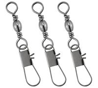 Dr.Fish 50 Pack Fishing Barrel Swivel with Snap Freshwater Snap Swivels Safty Interlock Snaps Swivel Fishing Tackle Lure Leader Fishing Line Connector Hook Bass Crappie Trout Salmon(Size 14,26Lb)