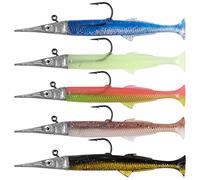 Dr.Fish 5pcs Sandeel Soft Fishing Lures 11.5cm/14g Soft Plastic Lures Jig Heads with Paddle Tail for Bass Trout Pike Tackle Swimbait for Saltwater Freshwater