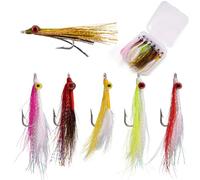 Dr.Fish 6 Pack Clouser Minnow Fishing Flies Streamer Hand Tied Bass Fly Fishing Lure Artificial Baitfish Smallmouth Saltwater Freshwater Striper Flounder Lures
