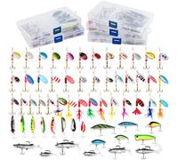 Dr.Fish 60pc Fishing Lures Kit 5 Tackle Boxes Spinners Spoons Soft Lures Crankbait Popper Hard Lure Inline Rooster Tail Bass Trout Salmon Walleye Freshwater Saltwater Gear Accessories