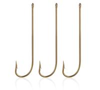 Dr.Fish Aberdeen Fishing Hooks, Extra Long Shank Bronze Light Wire Offset Hook Carbon Steel Live Bait Hooks Freshwater Bass Crappie Walleye Panfish Rigs Pack of 100