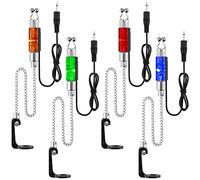 Dr.Fish Bite Indicator Set 4 Bobbins Carp Fishing Portable LED Illuminated Bite Alarms with 2.5mm Jack Plug, Drop off Alarm Detachable on Rod Carp Accessories for Outdoor Rod Light up