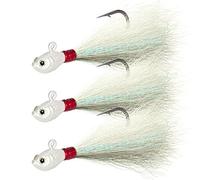 Dr.Fish Bucktail Jig Fluke Saltwater Bait Assorted Kit for Bass Striper Bluefish Surf Fishing White 1/2oz Pack of 3
