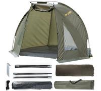 Dr.Fish Carp Fishing 1 Man Bivvy - Quick Erect Lightweight Sunny & Windy Shelter with Sides, Includes Ground Sheet & Carry Bag, Ideal for Spring Summer Autumn Fishing Trips