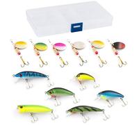 Dr.Fish Fishing Lures Spinnerbait Set, 12pcs Fishing Spinners Kit with Tackle Box Included Spinners Indiana Blade Lure for Trout Bass Freshwater